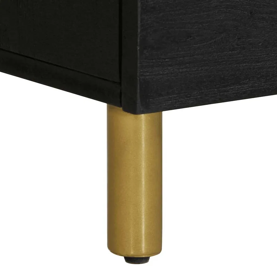 Table de chevet noir 40x33x46 cm bois de manguier solide - 8