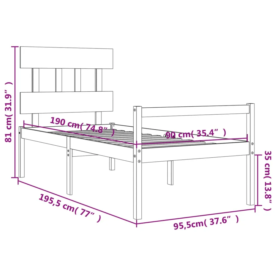 Lit pour personne âgée sans matelas bois massif - 12