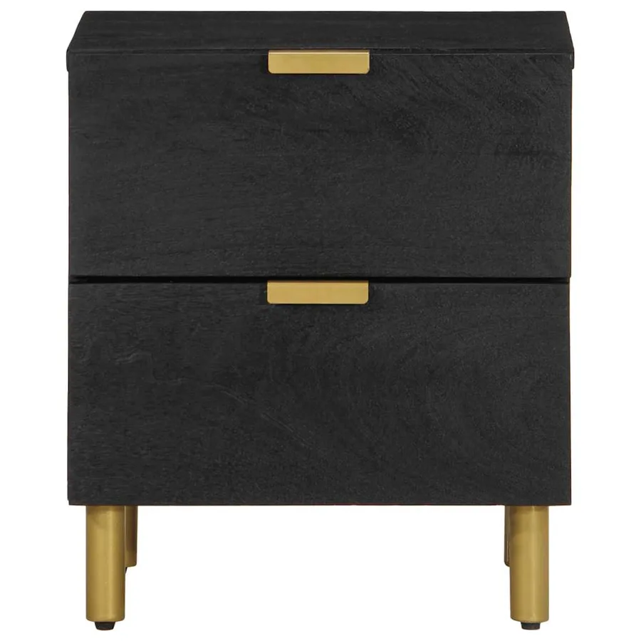 Table de chevet noir 40x33x46 cm bois de manguier solide - 3