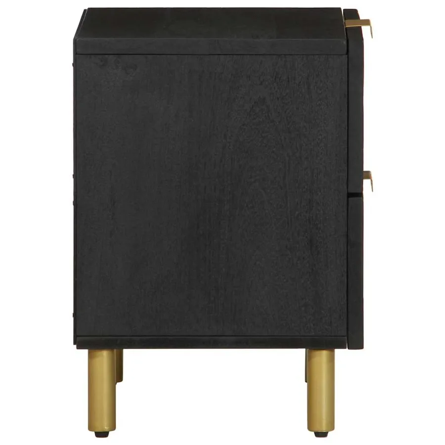 Table de chevet noir 40x33x46 cm bois de manguier solide - 4