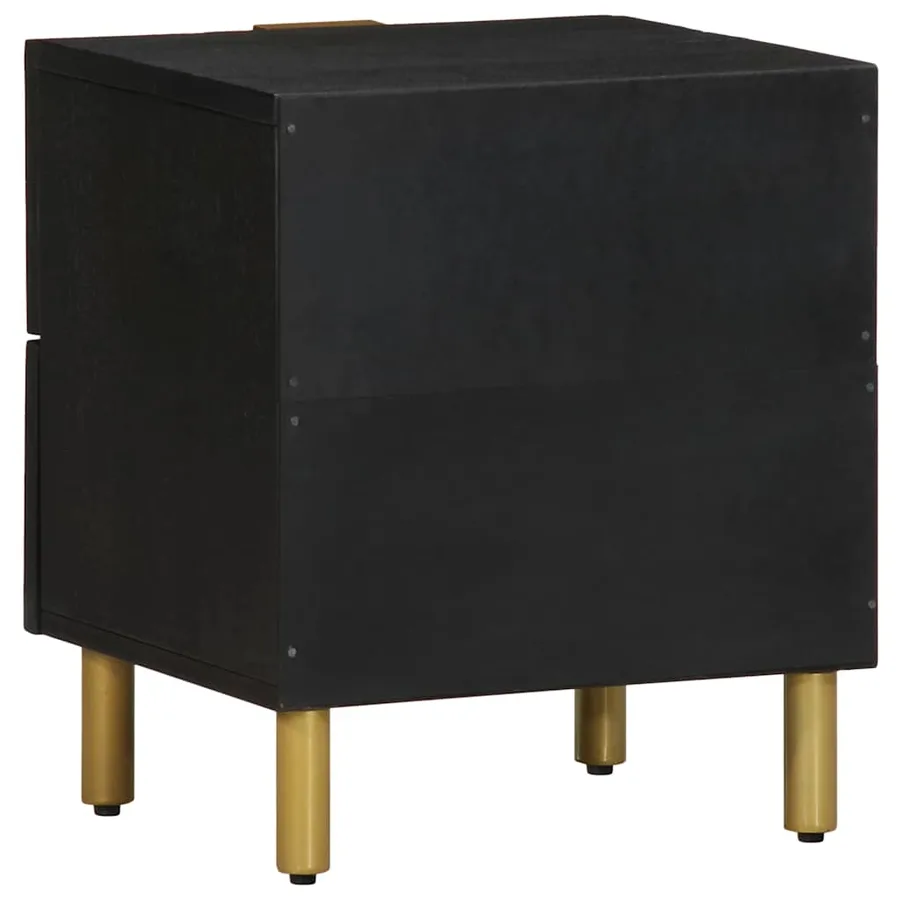 Table de chevet noir 40x33x46 cm bois de manguier solide - 5