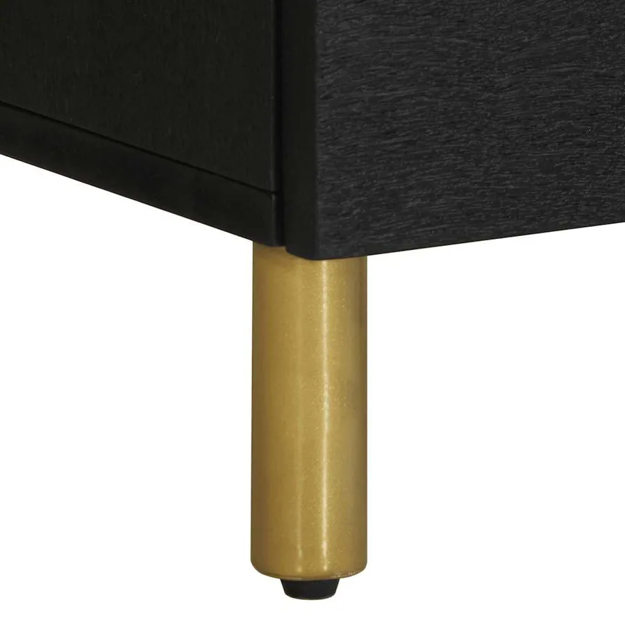 Table de chevet noir 40x33x46 cm bois de manguier solide - 8