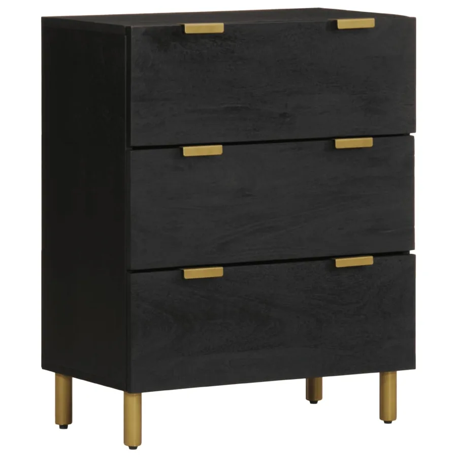Buffets 3 pcs noir bois d'ingénierie - 4