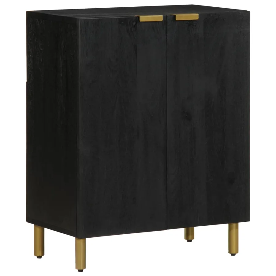 Buffets 3 pcs noir bois d'ingénierie - 5