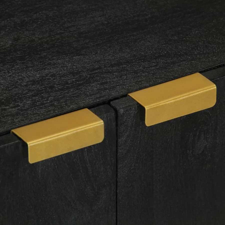 Buffets 3 pcs noir bois d'ingénierie - 8