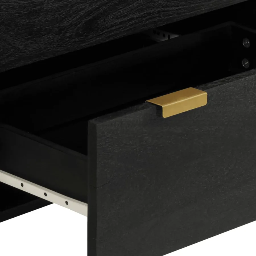 Buffets 3 pcs noir bois d'ingénierie - 9