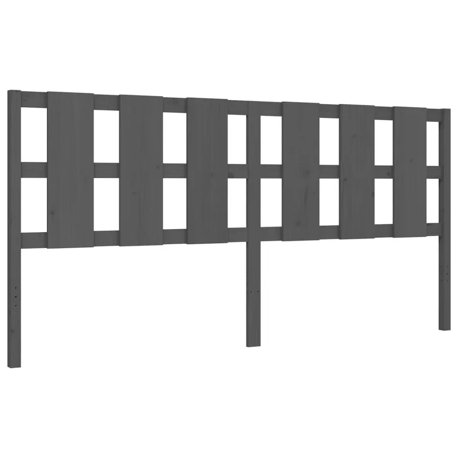 Cadre de lit sans matelas gris 200x200 cm bois massif - 9