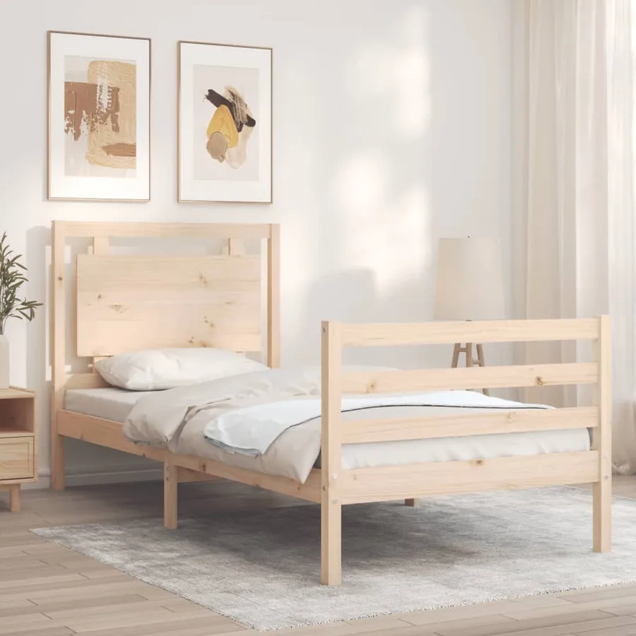 Cadre de lit sans matelas 100x200 cm bois massif - 3