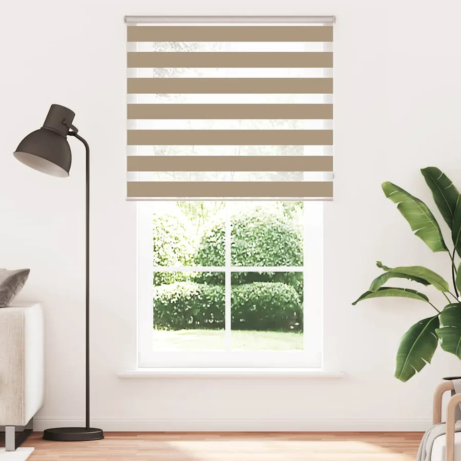 Store zèbre marron sable largeur du tissu 125,9cm polyester - 2