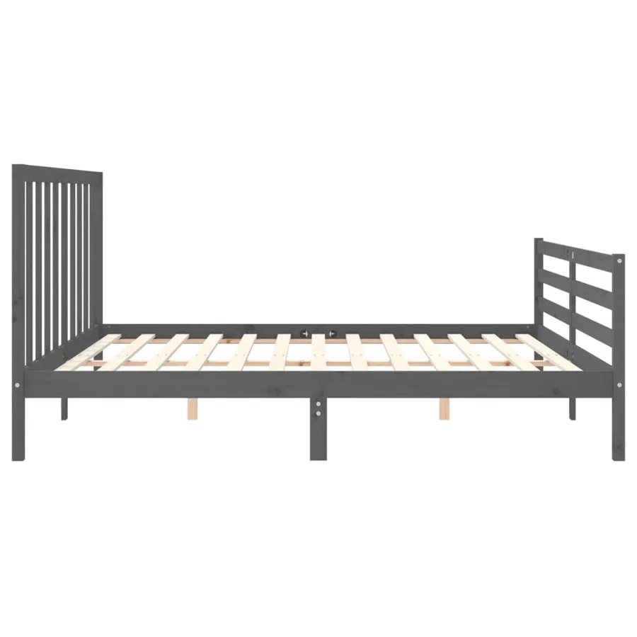 Cadre de lit sans matelas gris 200x200 cm bois massif de pin - 7