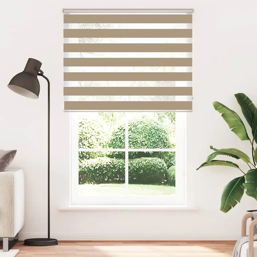 Store zèbre marron sable largeur du tissu 135,9 cm polyester - 2
