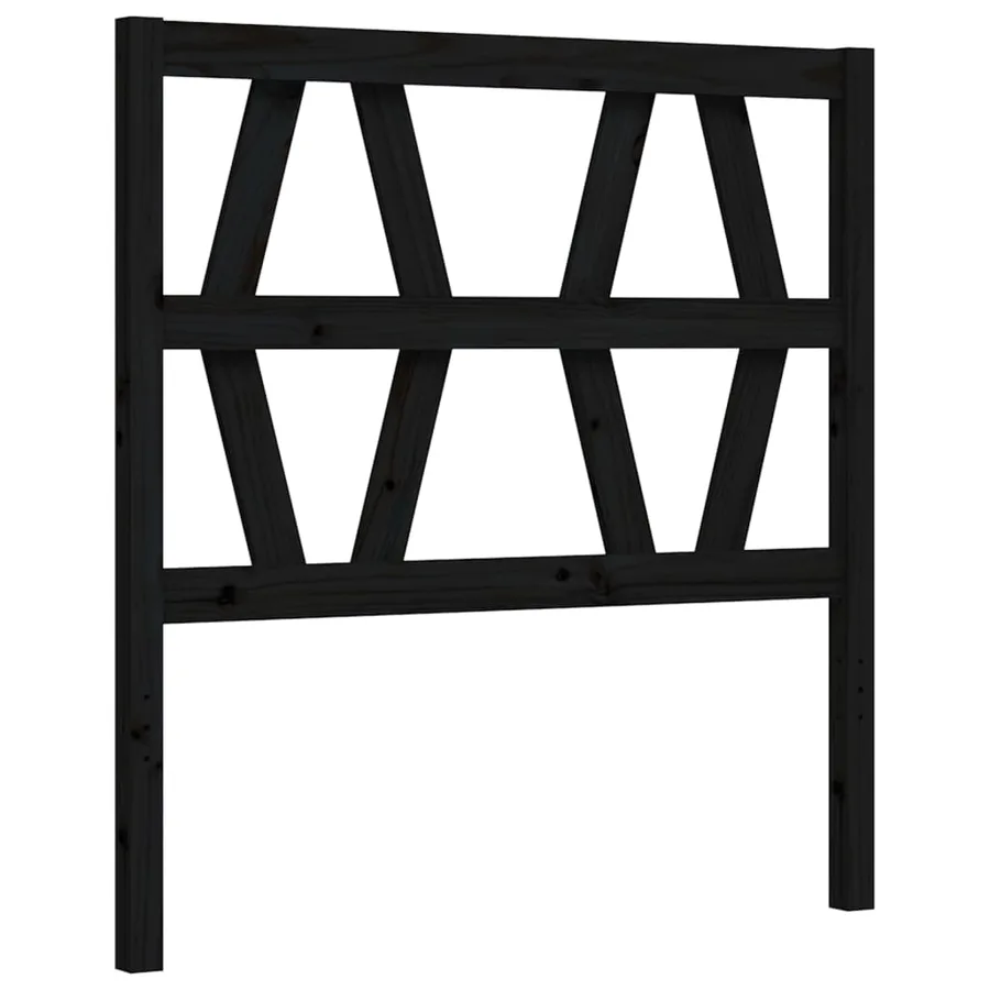Cadre de lit sans matelas noir bois de pin massif - 8