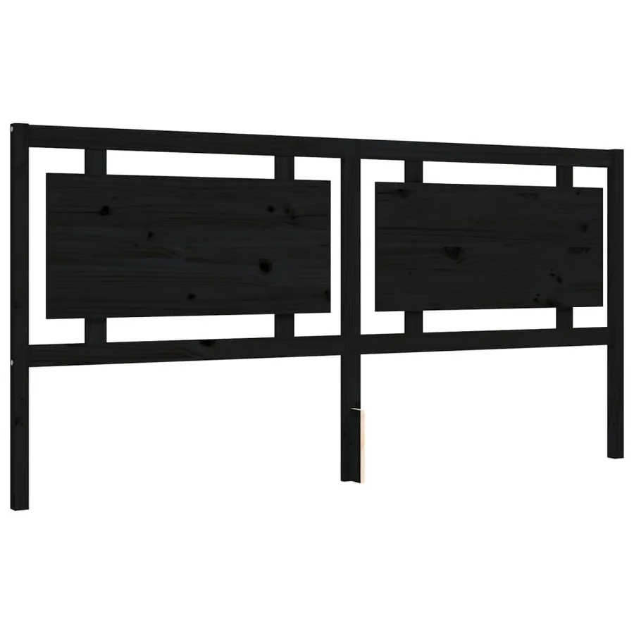 Cadre de lit sans matelas noir 200x200 cm bois massif de pin - 8