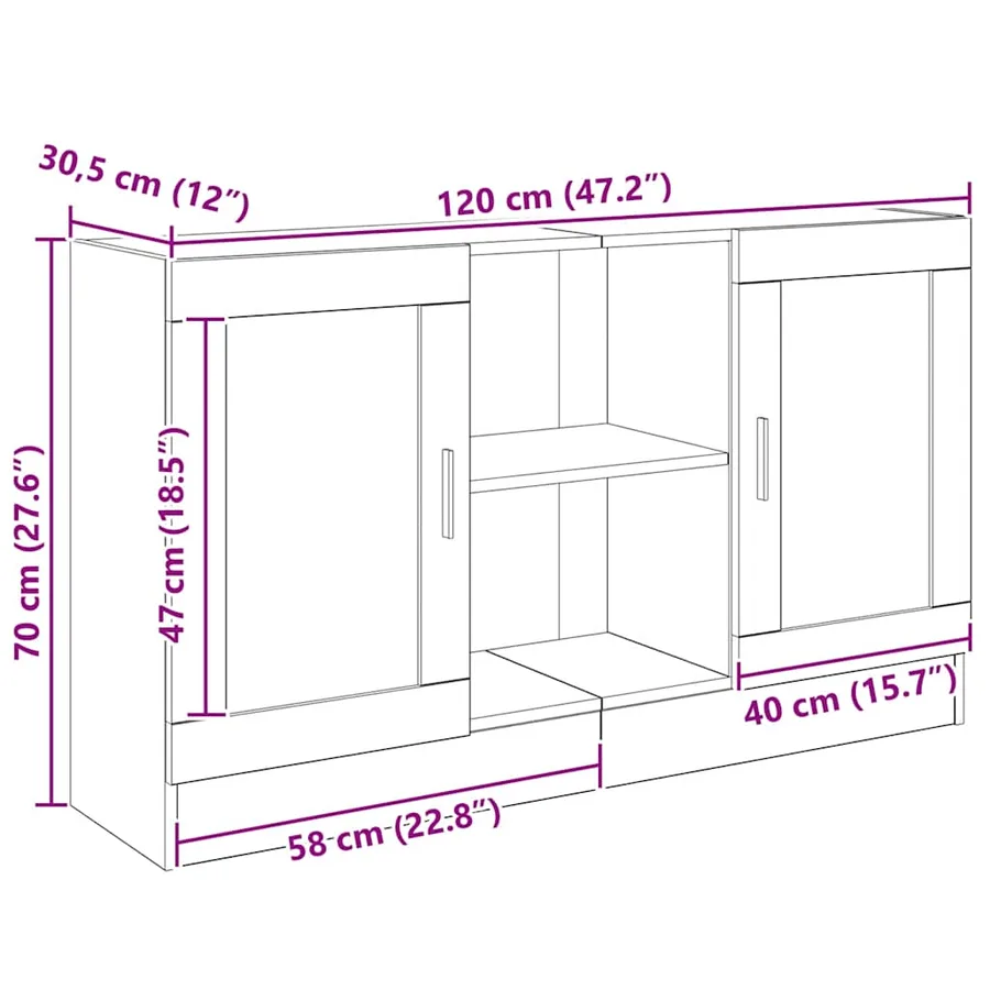 Buffet chêne artisanal 120x30,5x70 cm bois d'ingénierie - 11