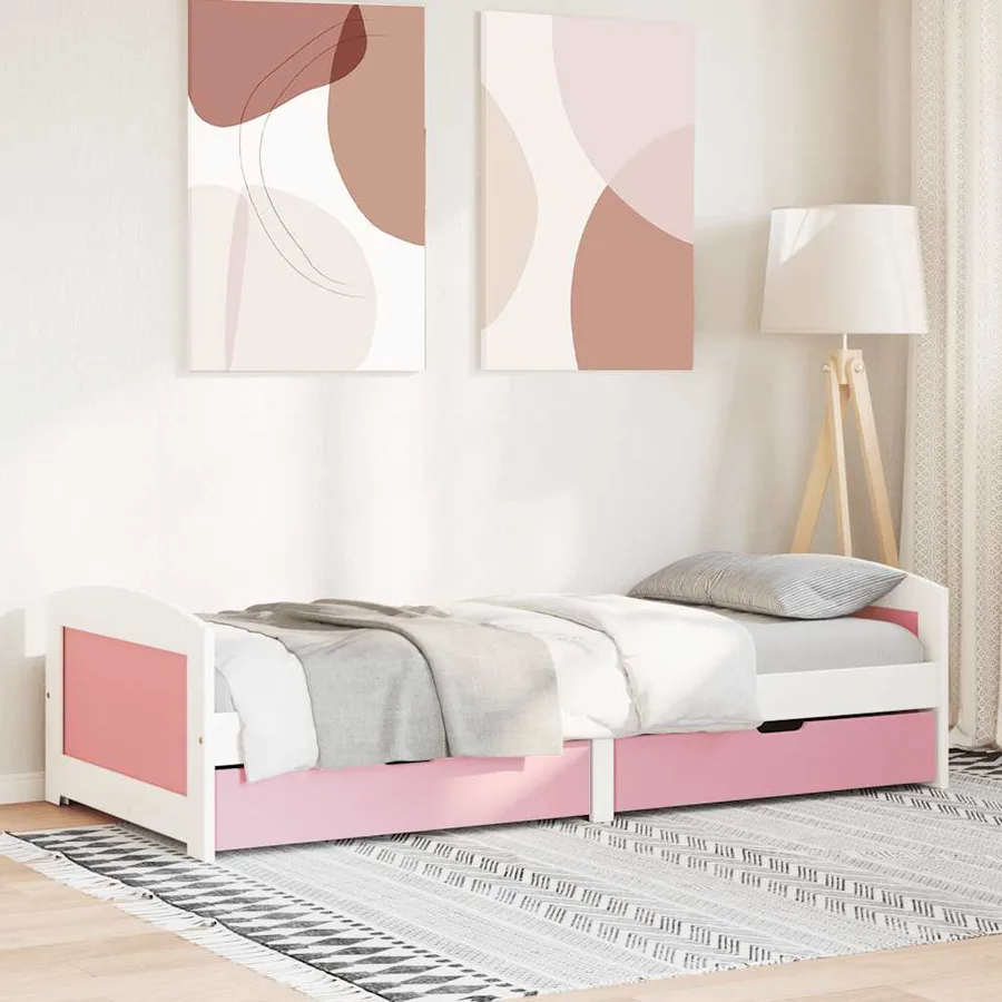 Lit de jour et 2 tiroirs sans matelas IRUN blanc rose 90x200 cm - 4