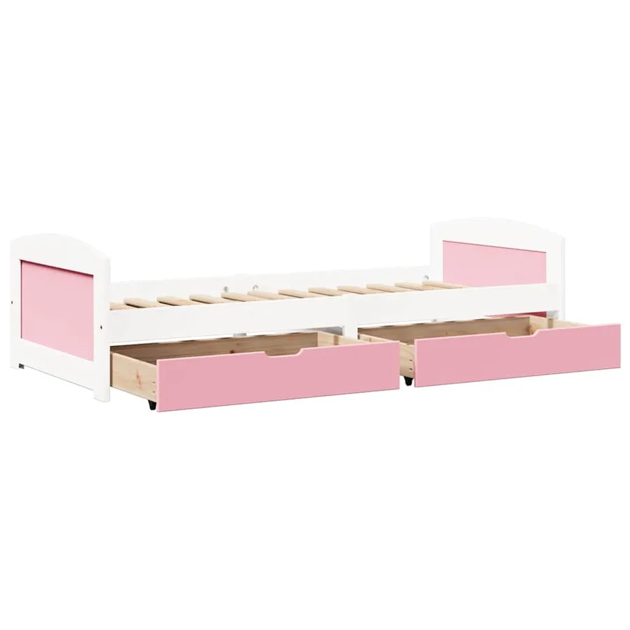 Lit de jour et 2 tiroirs sans matelas IRUN blanc rose 90x200 cm - 6