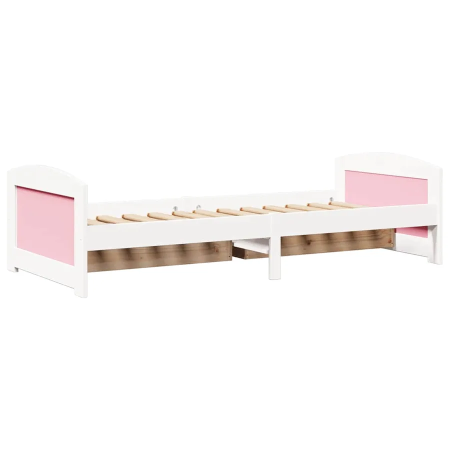 Lit de jour et 2 tiroirs sans matelas IRUN blanc rose 90x200 cm - 8