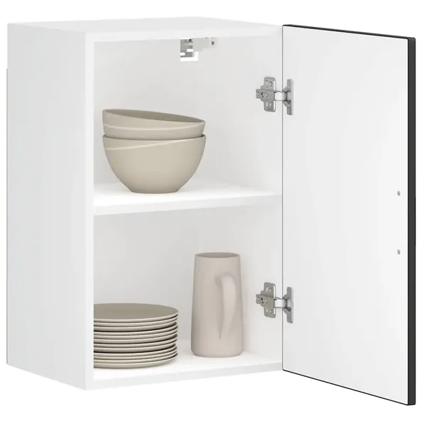 Armoire murale de cuisine Porto noir bois d'ingénierie