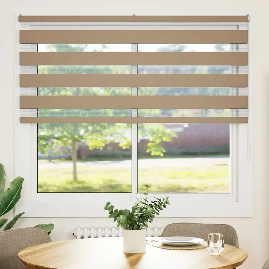 Store zèbre marron sable largeur du tissu 160,9 cm polyester - 2