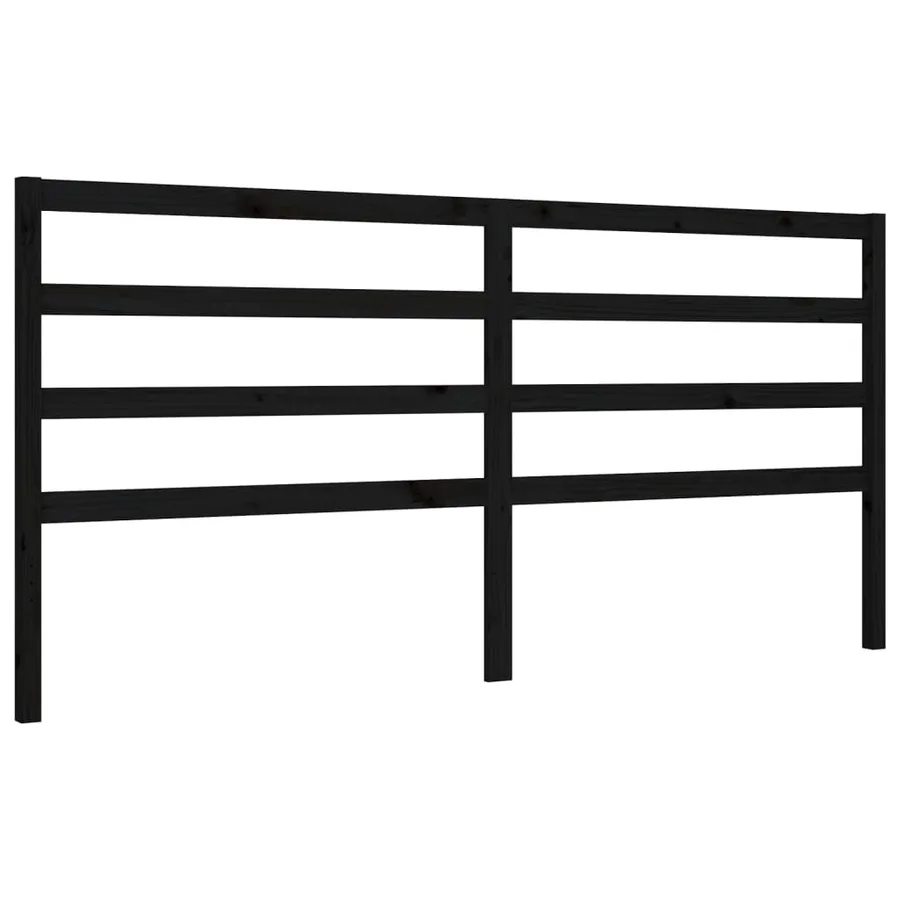 Cadre de lit sans matelas noir 200x200 cm bois massif de pin - 8