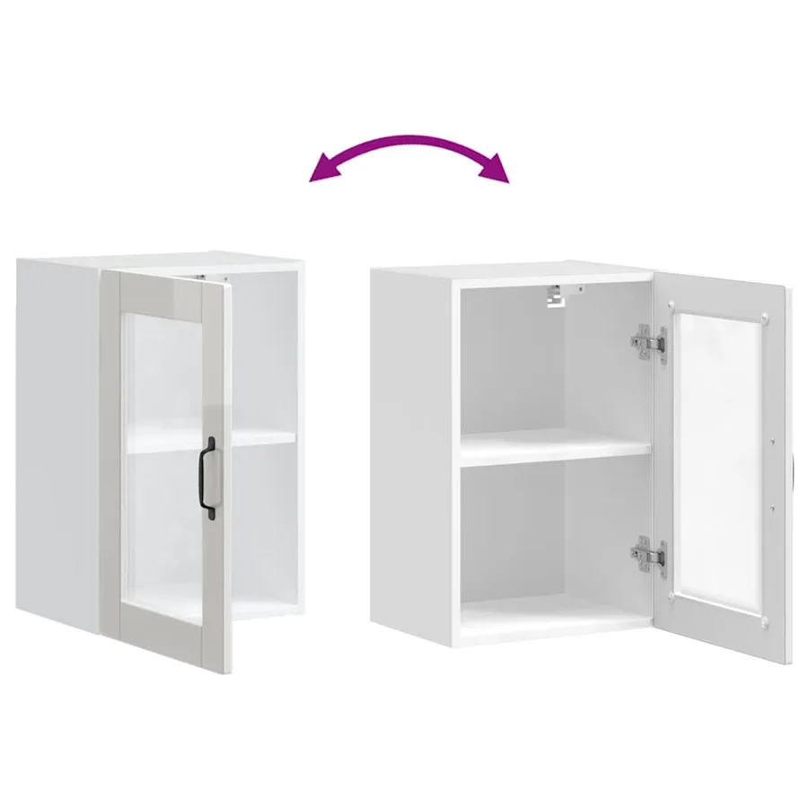 Armoire murale cuisine avec porte en verre Porto blanc brillant - 10