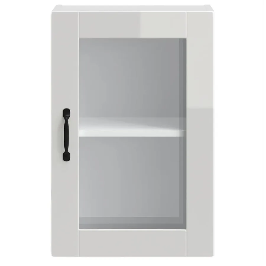 Armoire murale cuisine avec porte en verre Porto blanc brillant - 6