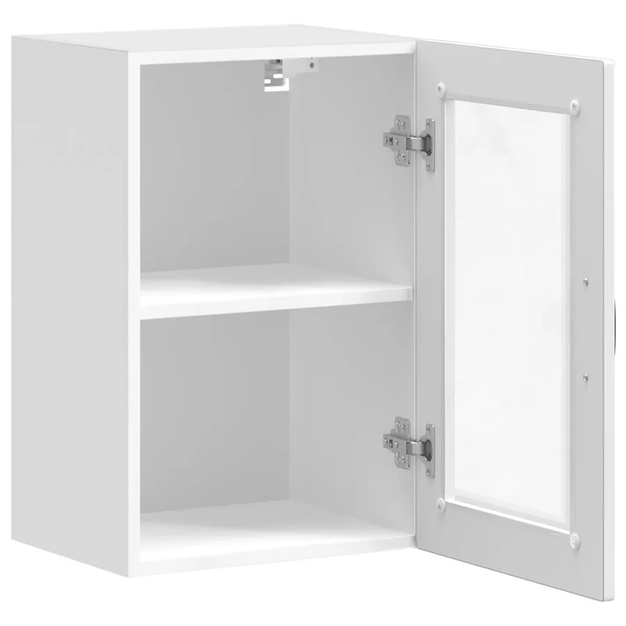 Armoire murale cuisine avec porte en verre Porto blanc brillant - 7