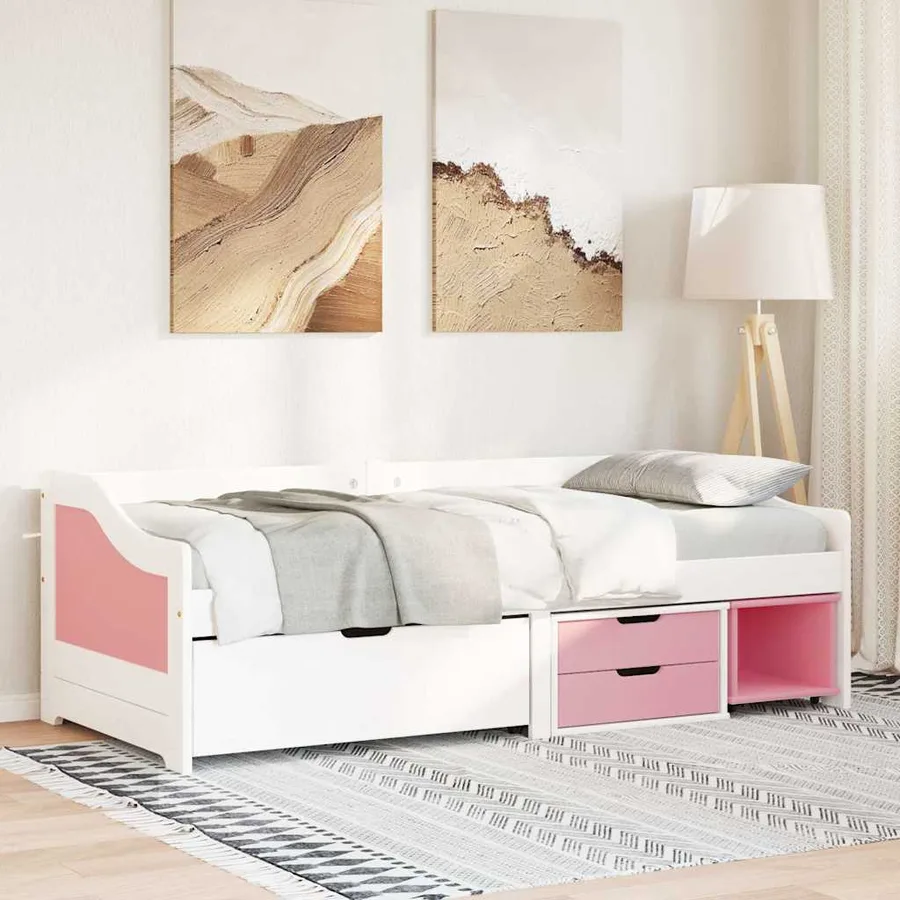 Lit de jour et 3 tiroirs sans matelas IRUN blanc rose 90x200 cm - 4