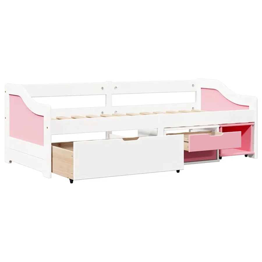 Lit de jour et 3 tiroirs sans matelas IRUN blanc rose 90x200 cm - 6