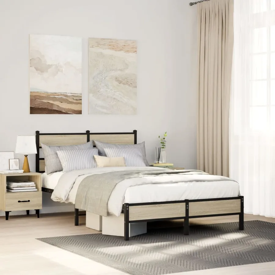 Cadre de lit sans matelas chêne sonoma 120x200 cm