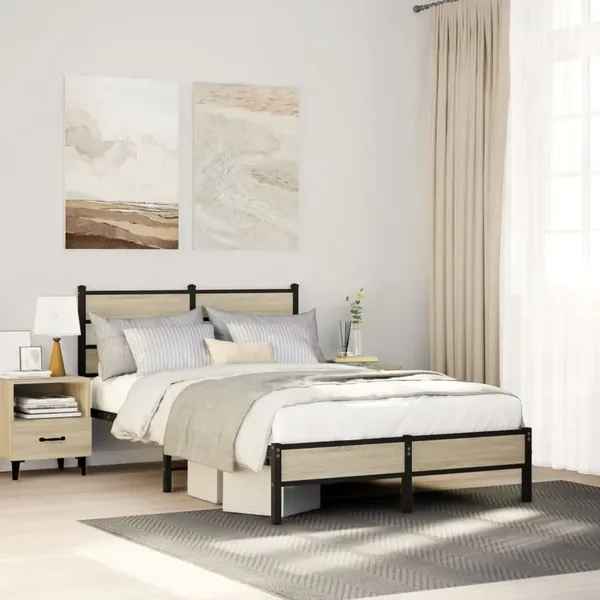 Cadre de lit sans matelas chêne sonoma 120x200 cm