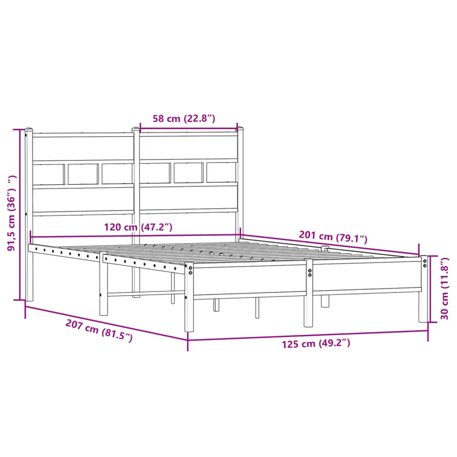 Cadre de lit sans matelas chêne sonoma 120x200 cm - 9