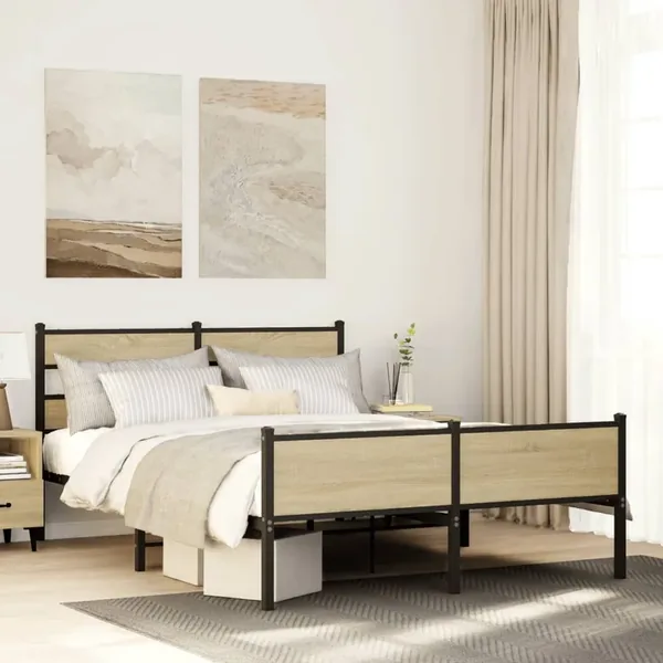 Cadre de lit sans matelas chêne sonoma 140x190 cm