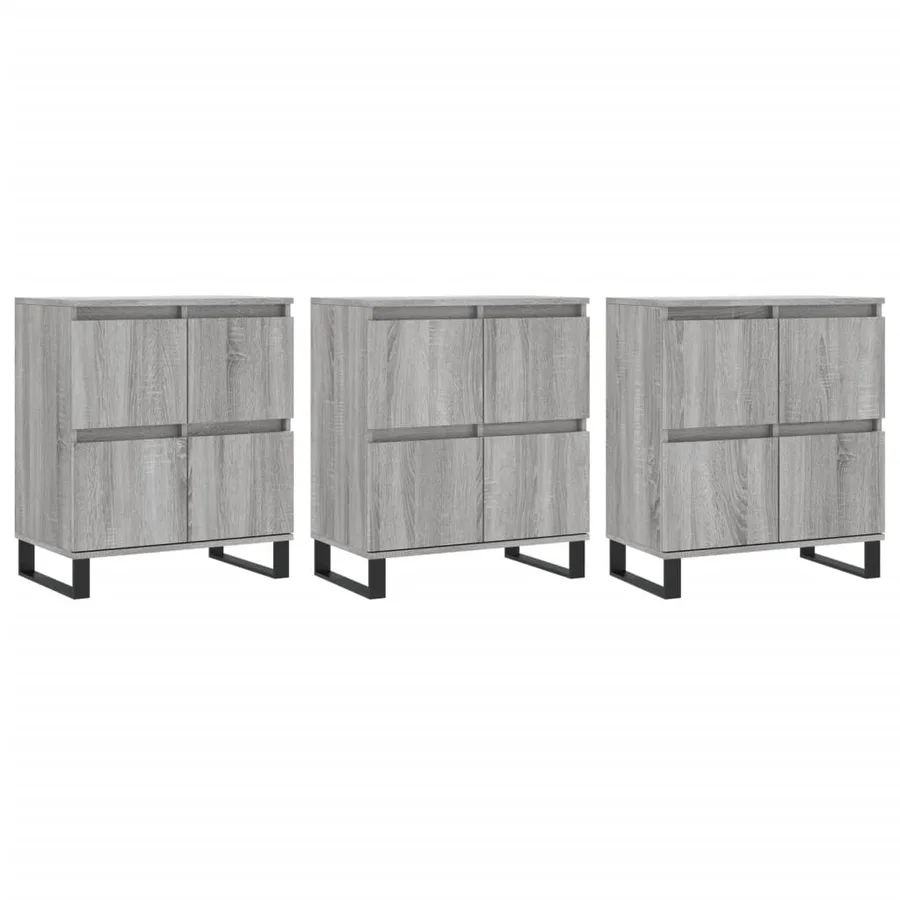 Buffets 3 pcs Sonoma gris Bois d'ingénierie - 2