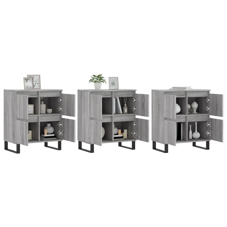 Buffets 3 pcs Sonoma gris Bois d'ingénierie - 3