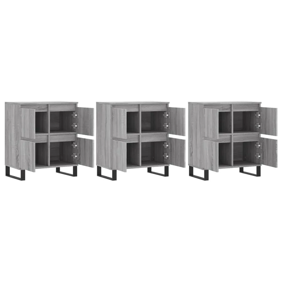 Buffets 3 pcs Sonoma gris Bois d'ingénierie - 4