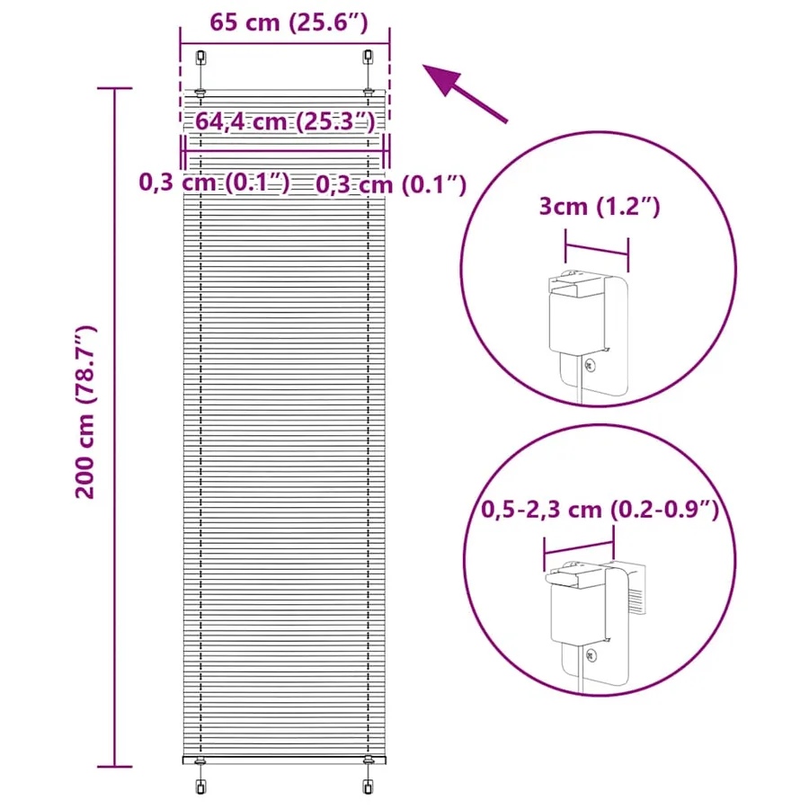 Store plissé crème 65x200 cm largeur du tissu 64,4 cm polyester - 14