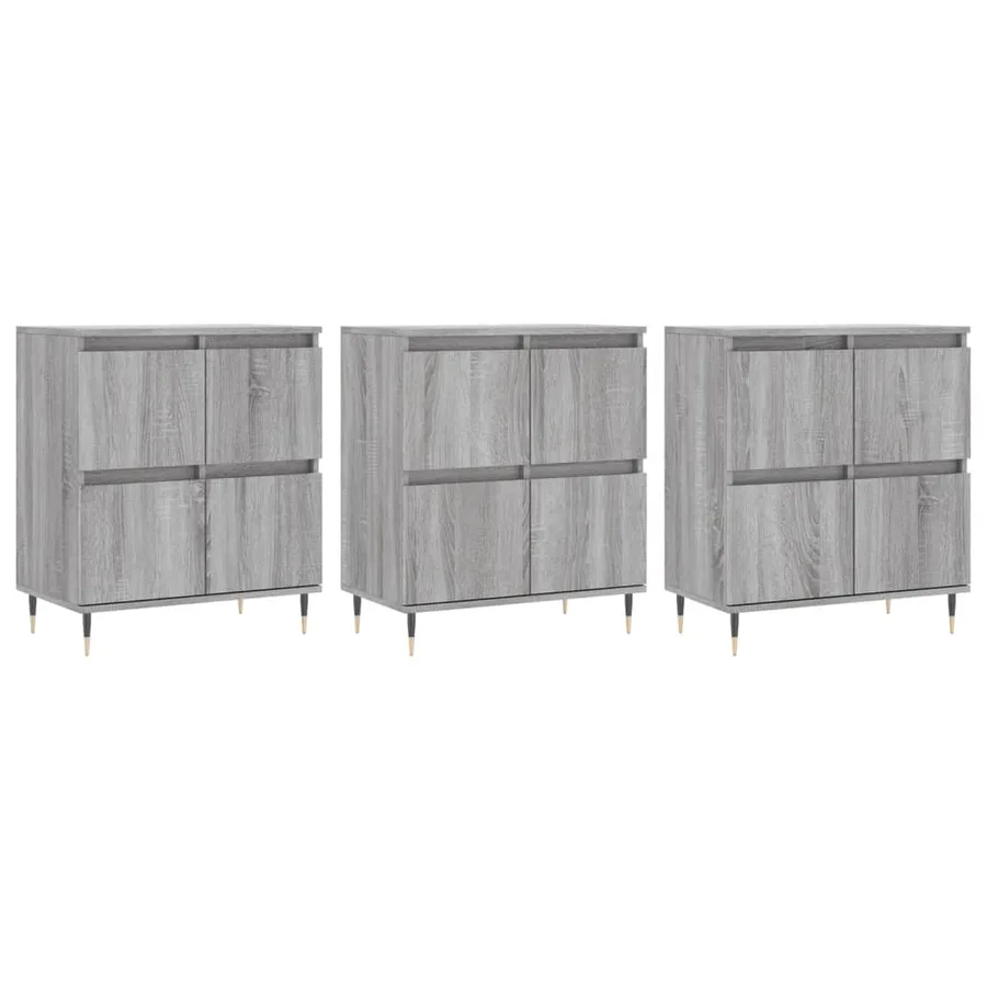 Buffets 3 pcs Sonoma gris Bois d'ingénierie - 2
