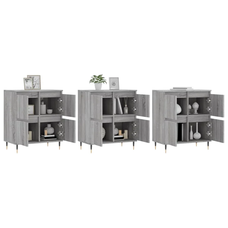 Buffets 3 pcs Sonoma gris Bois d'ingénierie - 3