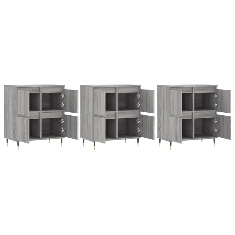 Buffets 3 pcs Sonoma gris Bois d'ingénierie - 4