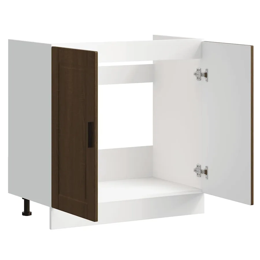 Meuble bas pour évier Porto chêne marron bois ingénierie - 5
