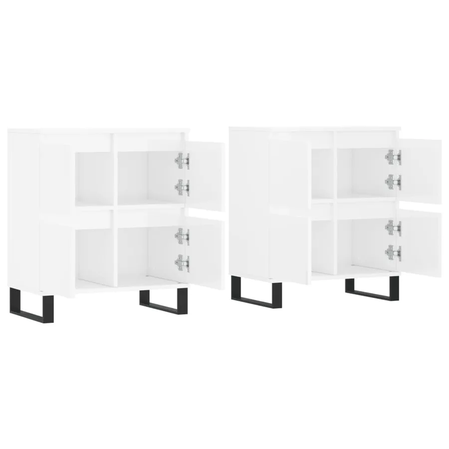 Buffets 2 pcs blanc brillant bois d'ingénierie - 4