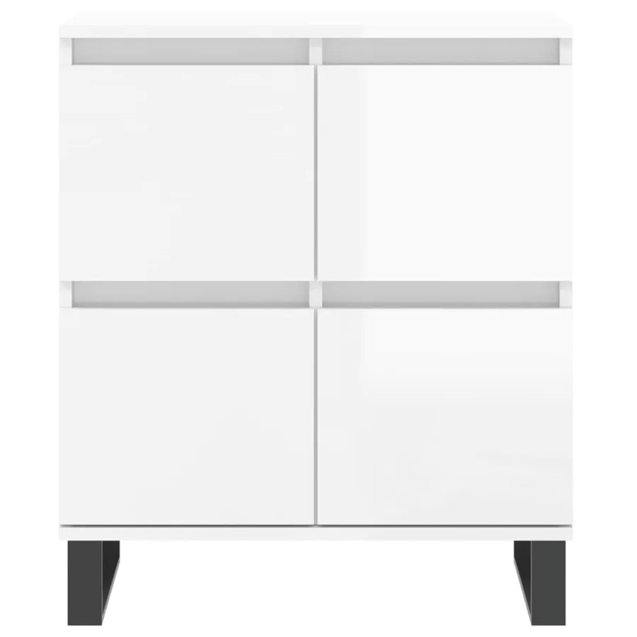 Buffets 2 pcs blanc brillant bois d'ingénierie - 6