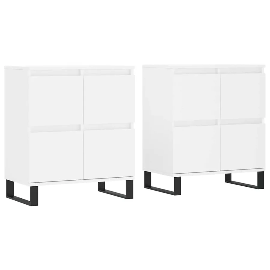 Buffets 2 pcs blanc bois d'ingénierie - 2
