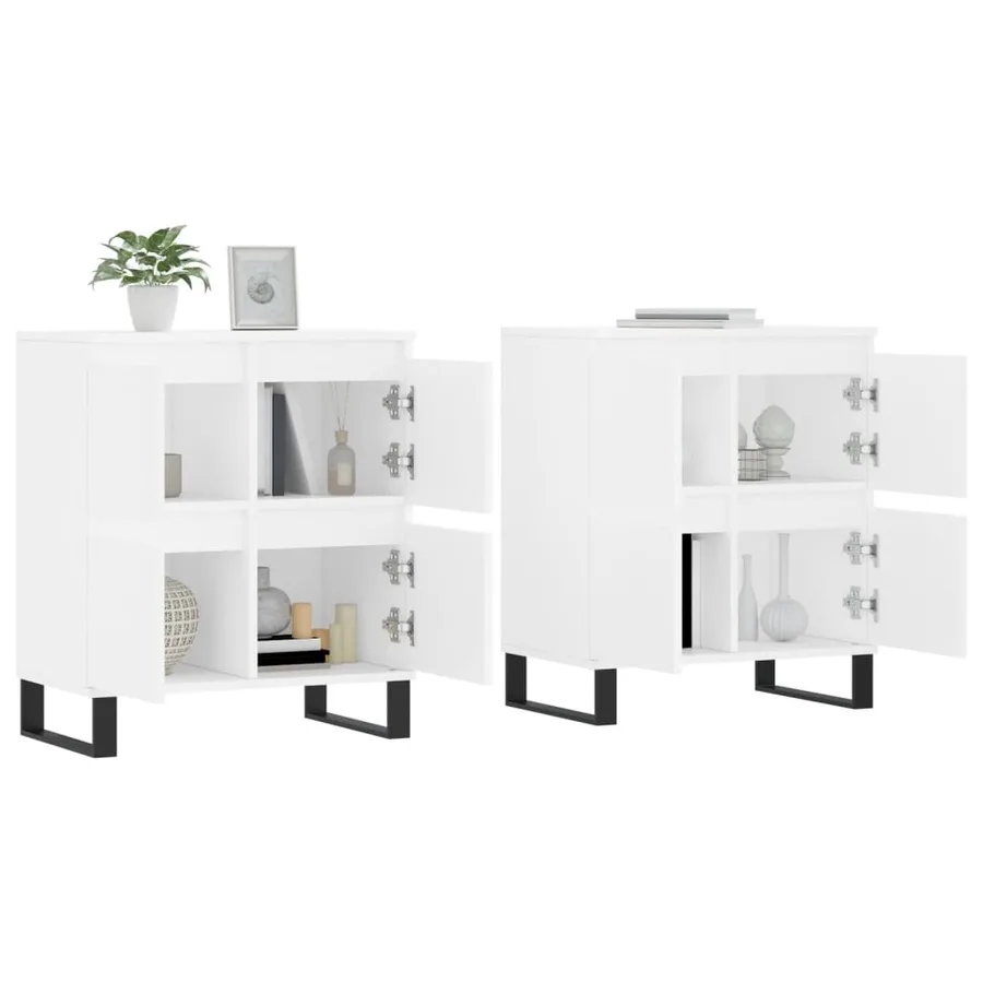 Buffets 2 pcs blanc bois d'ingénierie - 3