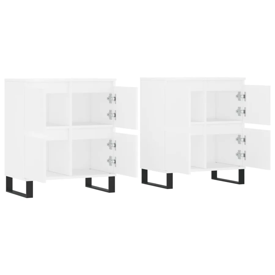 Buffets 2 pcs blanc bois d'ingénierie - 4