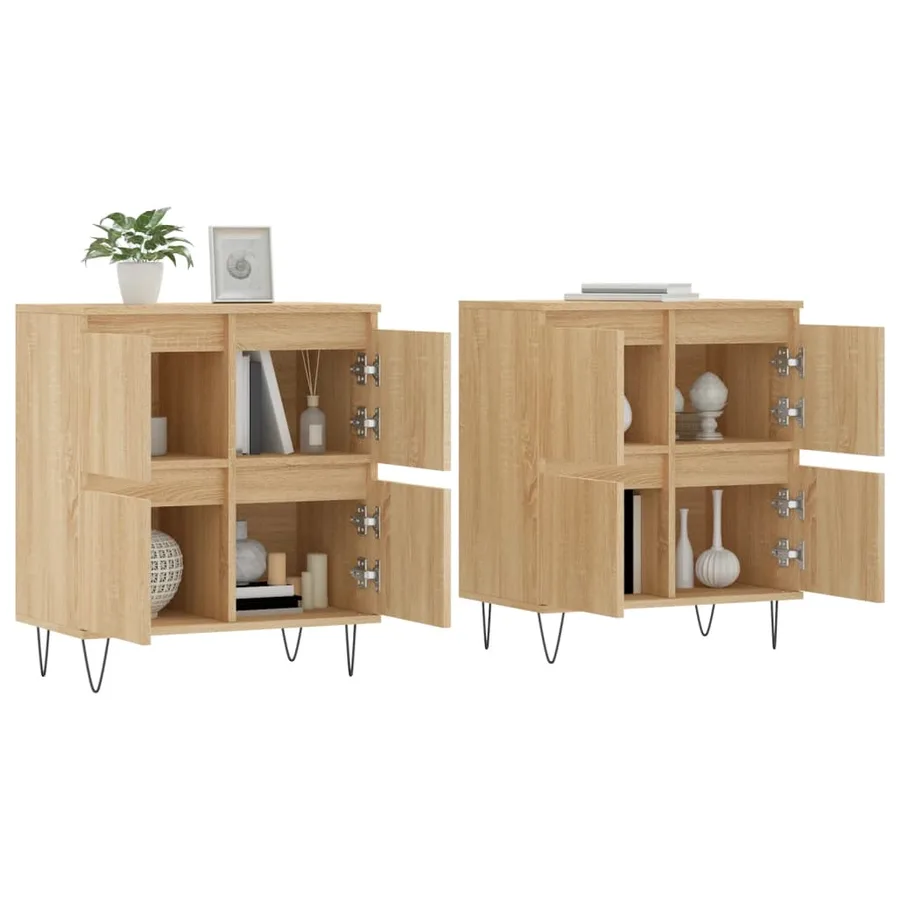 Buffets 2 pcs chêne sonoma bois d'ingénierie - 3