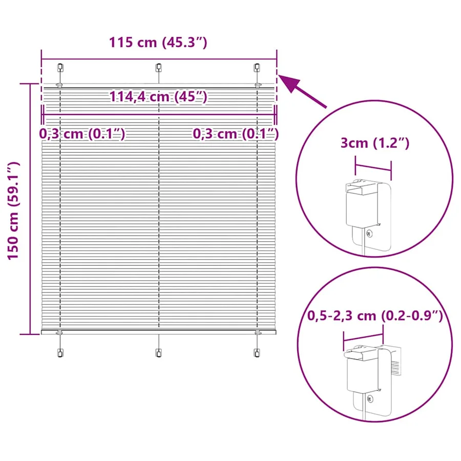 Store plissé rouge bordeaux 115x150 cm largeur du tissu 114,4cm - 14