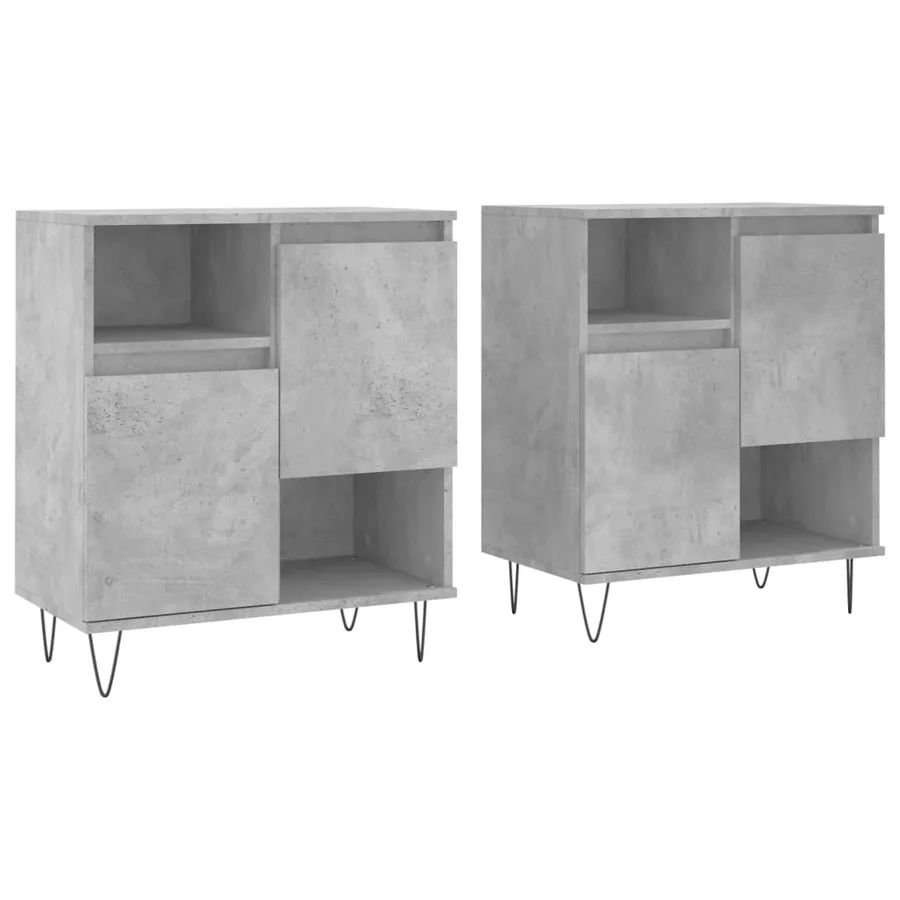Buffets 2 pcs gris béton bois d'ingénierie - 2