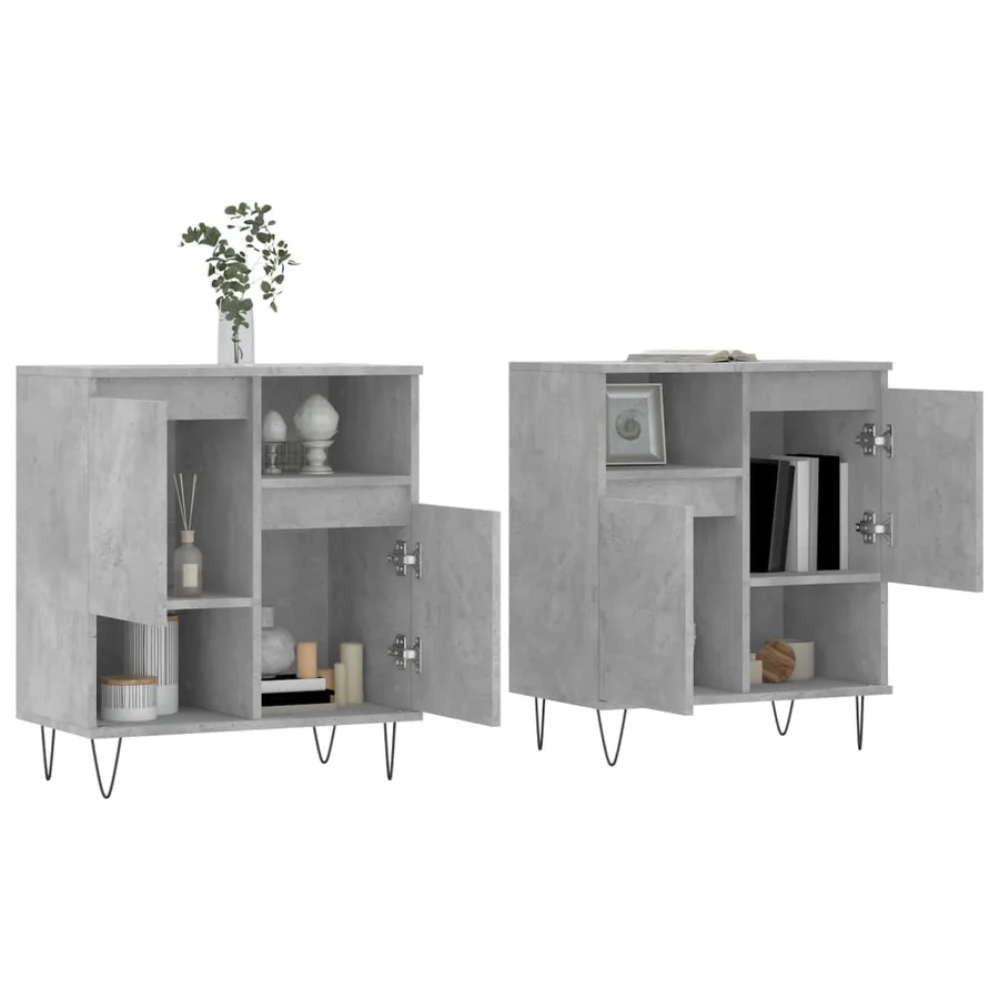Buffets 2 pcs gris béton bois d'ingénierie - 3